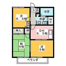 アリシア山手A 3Kの間取図画像