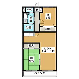 アーバンステイ森川A 2LDKの間取図画像