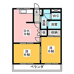 クレストール 2DKの間取図画像