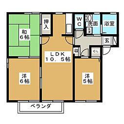 グリーンフローラA 3LDKの間取図画像
