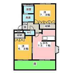 ヒルクレスト2 2LDKの間取図画像