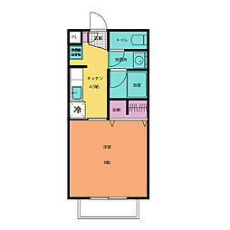コーポオリエンタルA 1Kの間取図画像