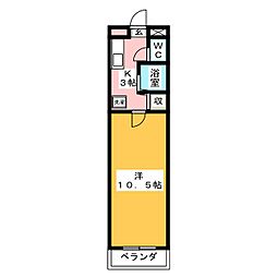 ミューズコート1 1Kの間取図画像