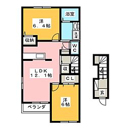 パストラルB 2LDKの間取図画像