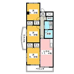 レジデンスタツミ 3LDKの間取図画像