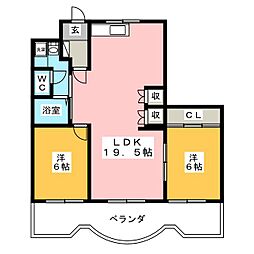 ヴィラ鈴香 2LDKの間取図画像