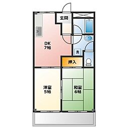 コンフォールL 2DKの間取図画像