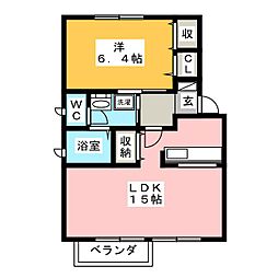 ボヌールA 1LDKの間取図画像