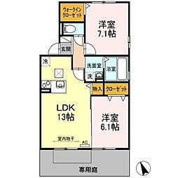 カオンB 2LDKの間取図画像