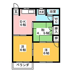 セゾン・ヴェールB 3DKの間取図画像