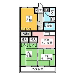 吉田2マンション 3DKの間取図画像
