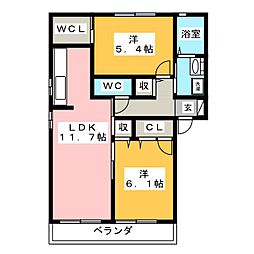 レグルスA 2LDKの間取図画像