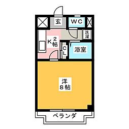 シャトー横山貳番館 1Kの間取図画像