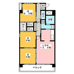ラ・ポーゼロワイヤル 3LDKの間取図画像