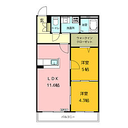 プレステージ坂本 2LDKの間取図画像