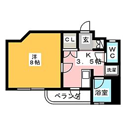 チェリーハイツ3 1Kの間取図画像