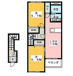 エクセルハイツ 2LDKの間取図画像