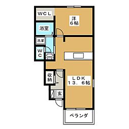 サン・シルク 1LDKの間取図画像