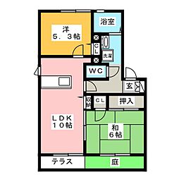 パストラルB 2LDKの間取図画像