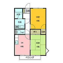メゾンサンシャイン2 2DKの間取図画像