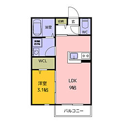 YOURMAISON  Felicia 1LDKの間取図画像
