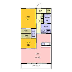 ドミール中津川 2LDKの間取図画像