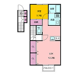 カノッサ茄子川 1LDKの間取図画像