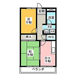 ドミール昆沙門 2DKの間取図画像
