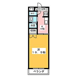 アルトラマンション駒場 1Kの間取図画像
