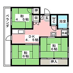 ジョイライフ後田 3DKの間取図画像
