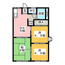 フォーブル乗越 3DKの間取図画像