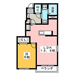カーサ・ひまわり1 1LDKの間取図画像