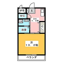 アネックス中津川 1DKの間取図画像