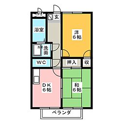 グリーンヒルズエナ 2DKの間取図画像