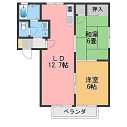 ヴィラ・フォーレスA 2LDKの間取図画像