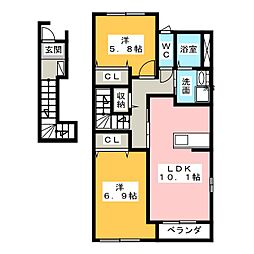 メゾン満天星2 2LDKの間取図画像