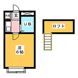 コスモハイツ泉 1Kの間取図画像