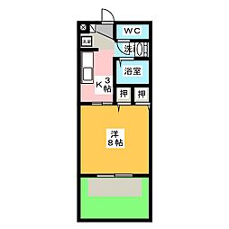 ラ・ロッシュ 1Kの間取図画像