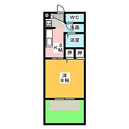 ラ・ロッシュ 1Kの間取図画像