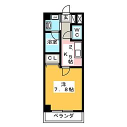 サンライズ栄 1Kの間取図画像