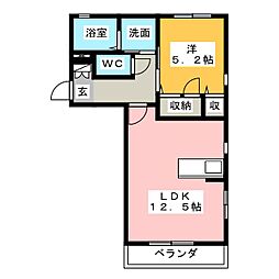 セゾン中町 1LDKの間取図画像