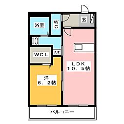 リーフニシヤマ 1LDKの間取図画像