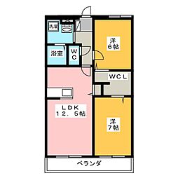 ヤマイワ 2LDKの間取図画像