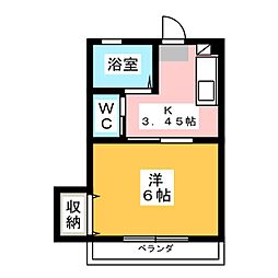 プレミアムひかり 1Kの間取図画像