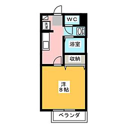 エスポワール穂並2 1Kの間取図画像