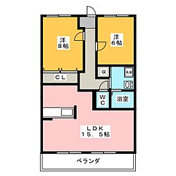 ハートフルマンションウイル 2LDKの間取図画像