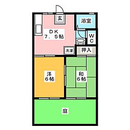 ロイヤルグリーン 2DKの間取図画像