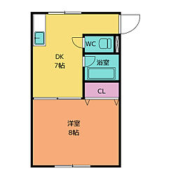 第2美水 1DKの間取図画像