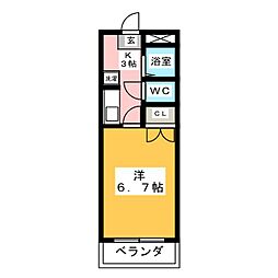 スターハイツONE 1Kの間取図画像