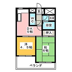 ひばりロイヤルマンション 2DKの間取図画像